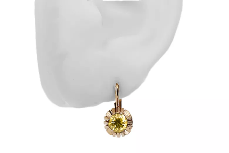 Earrings Yellow Peridot Original Vintage 14K Rose Gold Vintage craft vec027r